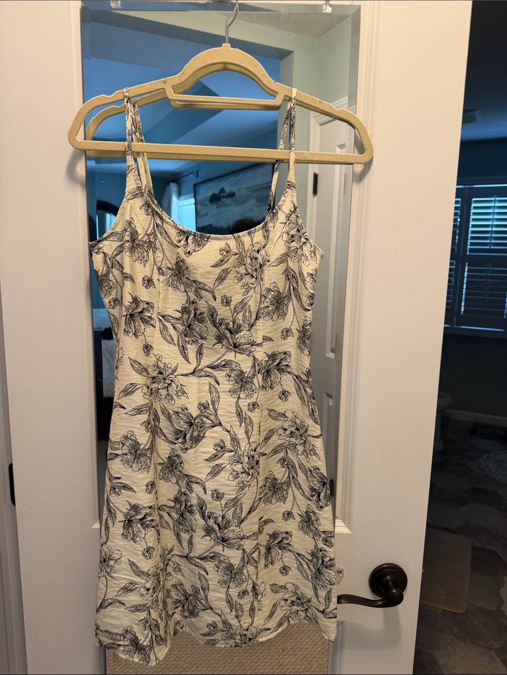 a new day Ivory Mini Dress with Black Floral Print